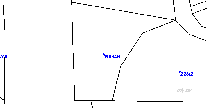 Parcela st. 200/48 v KÚ Měník u Nového Bydžova, Katastrální mapa