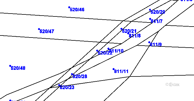 Parcela st. 520/22 v KÚ Měník u Nového Bydžova, Katastrální mapa
