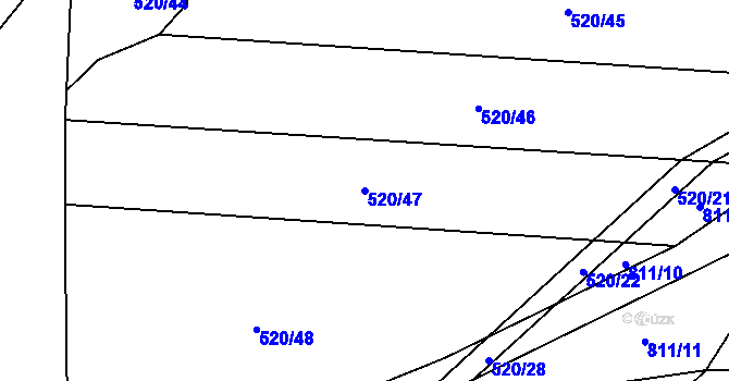 Parcela st. 520/47 v KÚ Měník u Nového Bydžova, Katastrální mapa