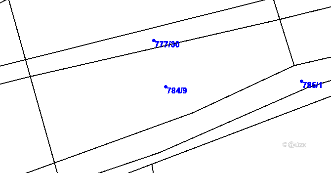 Parcela st. 784/9 v KÚ Měník u Nového Bydžova, Katastrální mapa