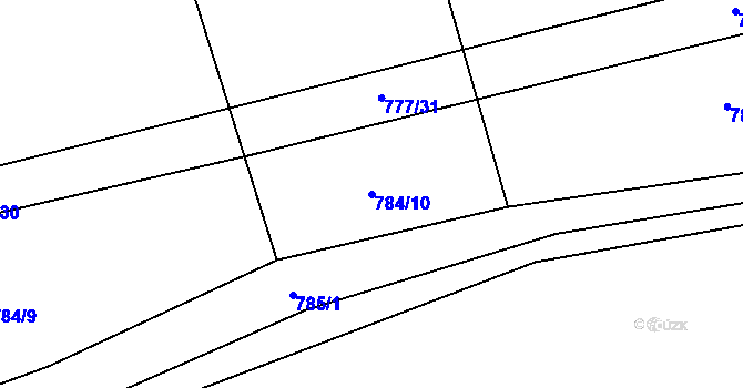 Parcela st. 784/10 v KÚ Měník u Nového Bydžova, Katastrální mapa