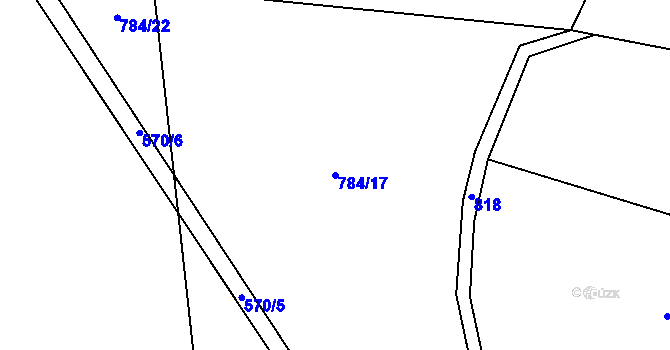 Parcela st. 784/17 v KÚ Měník u Nového Bydžova, Katastrální mapa