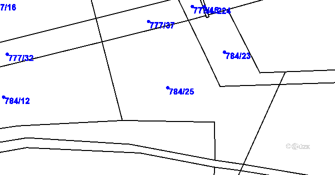 Parcela st. 784/25 v KÚ Měník u Nového Bydžova, Katastrální mapa