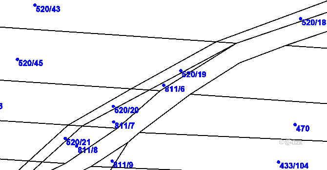 Parcela st. 811/6 v KÚ Měník u Nového Bydžova, Katastrální mapa