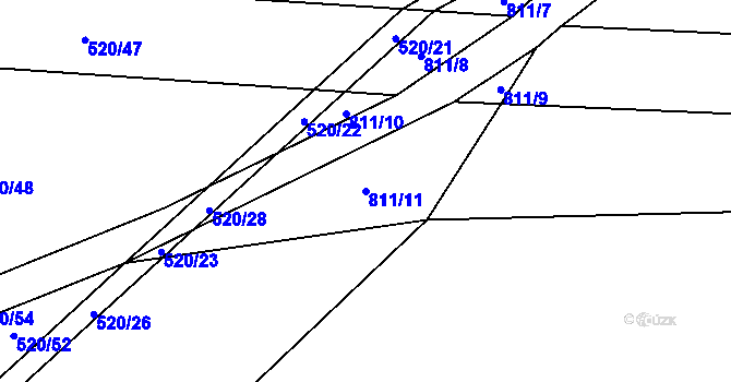 Parcela st. 811/11 v KÚ Měník u Nového Bydžova, Katastrální mapa