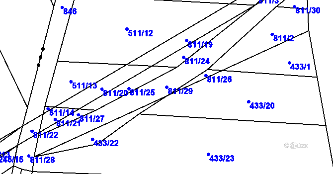Parcela st. 811/29 v KÚ Měník u Nového Bydžova, Katastrální mapa