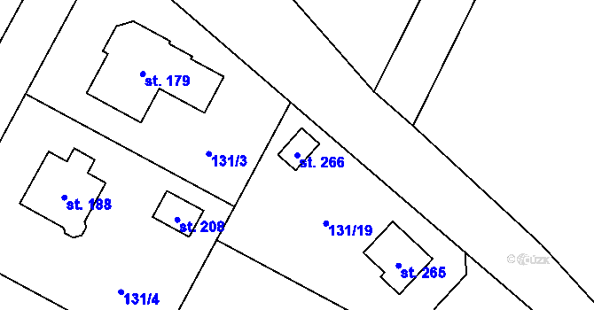 Parcela st. 266 v KÚ Měník u Nového Bydžova, Katastrální mapa