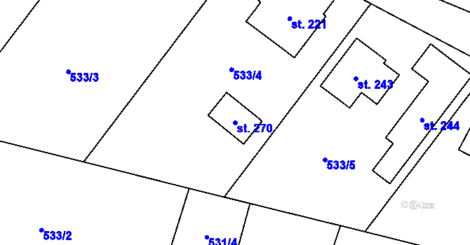 Parcela st. 270 v KÚ Měník u Nového Bydžova, Katastrální mapa