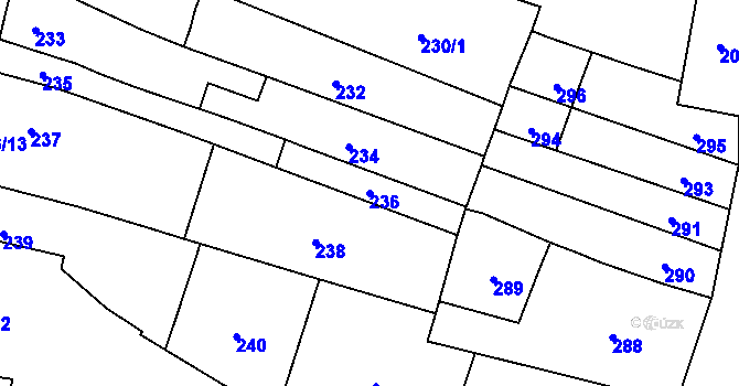 Parcela st. 236 v KÚ Měnín, Katastrální mapa