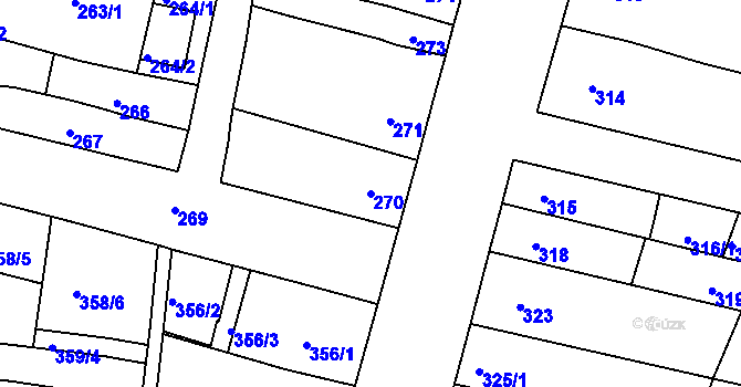 Parcela st. 270 v KÚ Měnín, Katastrální mapa