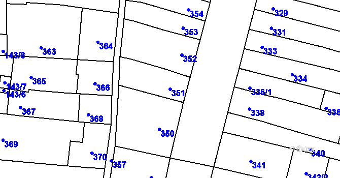 Parcela st. 351 v KÚ Měnín, Katastrální mapa
