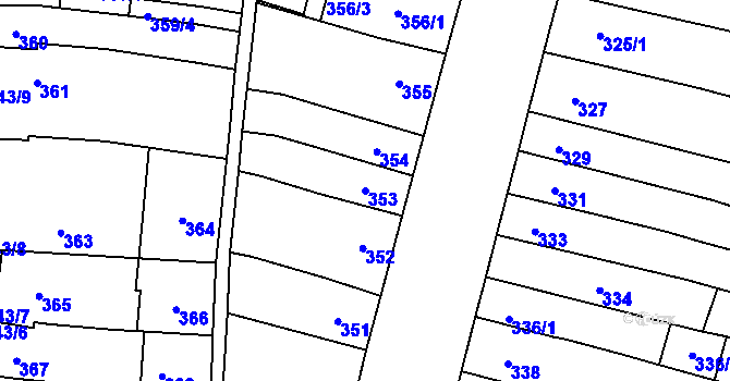 Parcela st. 353 v KÚ Měnín, Katastrální mapa