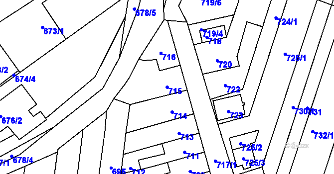 Parcela st. 715 v KÚ Měnín, Katastrální mapa