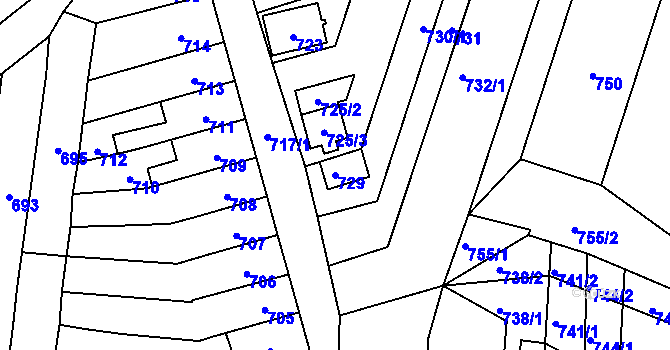 Parcela st. 729 v KÚ Měnín, Katastrální mapa