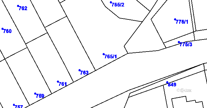Parcela st. 765/1 v KÚ Měnín, Katastrální mapa