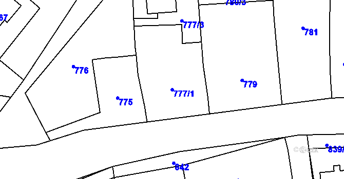 Parcela st. 777/1 v KÚ Měnín, Katastrální mapa
