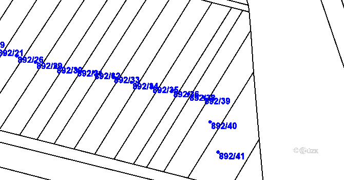 Parcela st. 892/36 v KÚ Měnín, Katastrální mapa