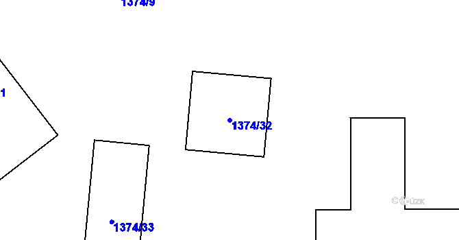 Parcela st. 1374/32 v KÚ Měnín, Katastrální mapa