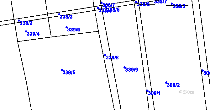 Parcela st. 339/8 v KÚ Mentour, Katastrální mapa