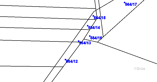 Parcela st. 564/13 v KÚ Mentour, Katastrální mapa