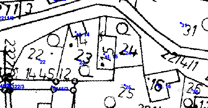 Parcela st. 15 v KÚ Merboltice, Katastrální mapa