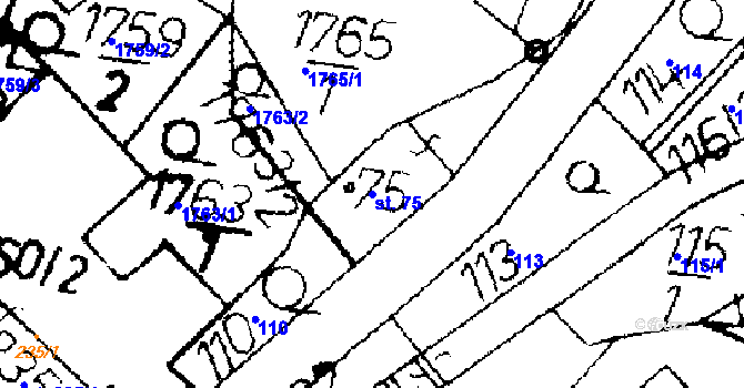 Parcela st. 75 v KÚ Merboltice, Katastrální mapa