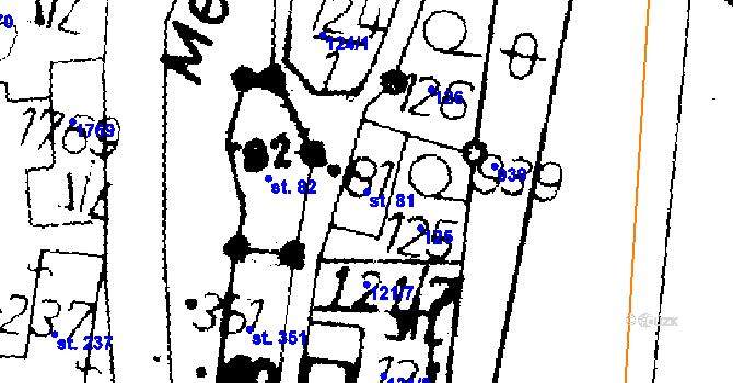 Parcela st. 81 v KÚ Merboltice, Katastrální mapa