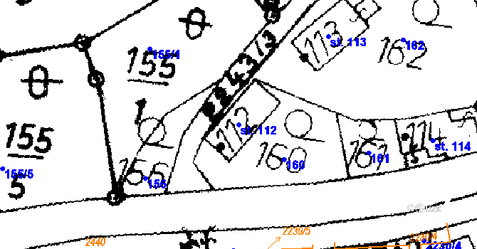 Parcela st. 112 v KÚ Merboltice, Katastrální mapa