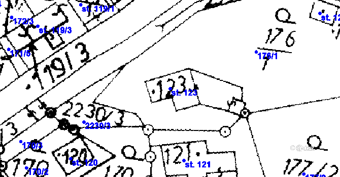 Parcela st. 123 v KÚ Merboltice, Katastrální mapa