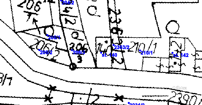 Parcela st. 140 v KÚ Merboltice, Katastrální mapa
