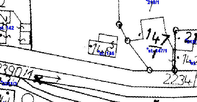 Parcela st. 146 v KÚ Merboltice, Katastrální mapa