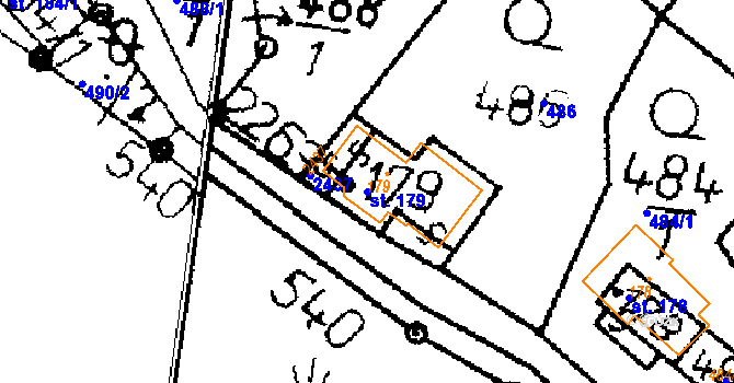 Parcela st. 179 v KÚ Merboltice, Katastrální mapa