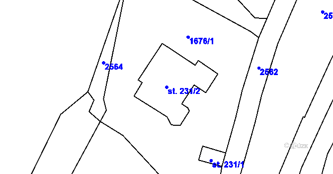 Parcela st. 231/2 v KÚ Merboltice, Katastrální mapa
