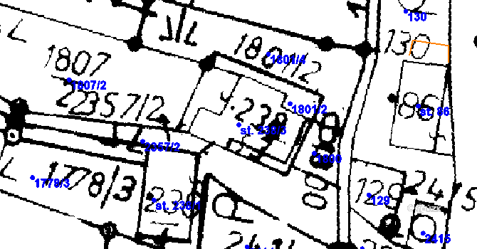 Parcela st. 238/3 v KÚ Merboltice, Katastrální mapa