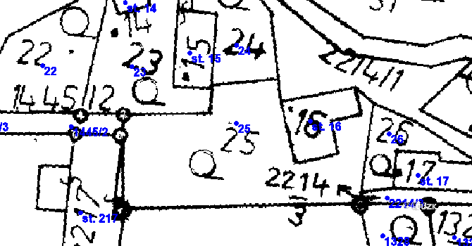 Parcela st. 25 v KÚ Merboltice, Katastrální mapa