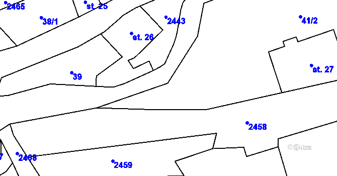 Parcela st. 41/1 v KÚ Merboltice, Katastrální mapa