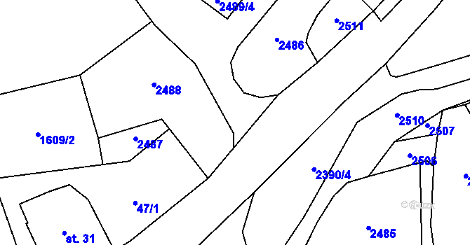 Parcela st. 48 v KÚ Merboltice, Katastrální mapa