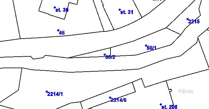Parcela st. 50/2 v KÚ Merboltice, Katastrální mapa