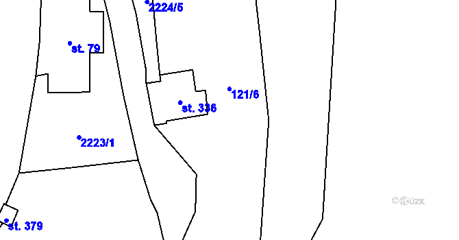 Parcela st. 121/3 v KÚ Merboltice, Katastrální mapa