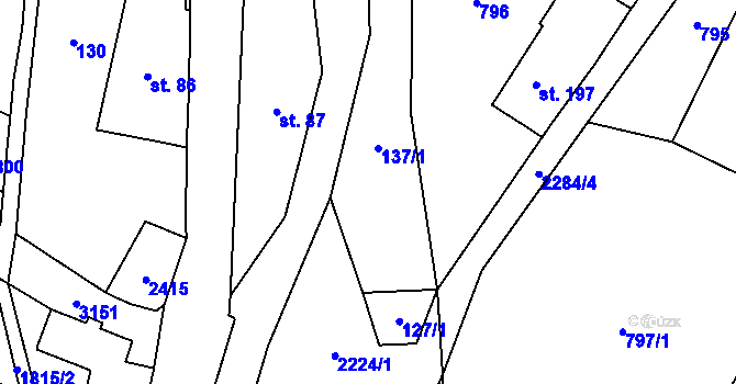 Parcela st. 127/2 v KÚ Merboltice, Katastrální mapa