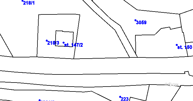 Parcela st. 218/2 v KÚ Merboltice, Katastrální mapa