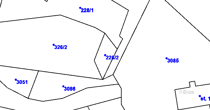 Parcela st. 228/2 v KÚ Merboltice, Katastrální mapa