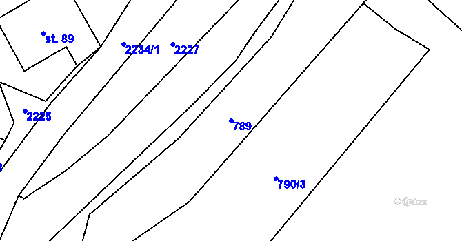 Parcela st. 789 v KÚ Merboltice, Katastrální mapa