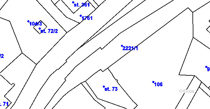 Parcela st. 2221 v KÚ Merboltice, Katastrální mapa
