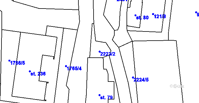 Parcela st. 2223/2 v KÚ Merboltice, Katastrální mapa