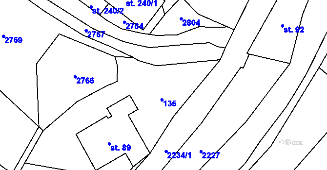 Parcela st. 2226/1 v KÚ Merboltice, Katastrální mapa