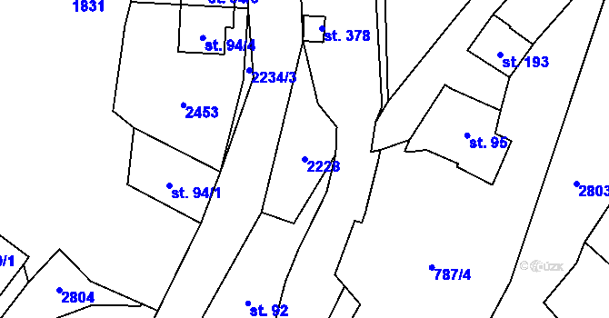 Parcela st. 2228 v KÚ Merboltice, Katastrální mapa