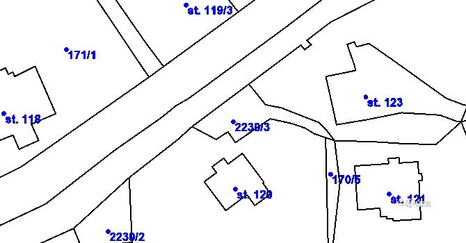 Parcela st. 2230/3 v KÚ Merboltice, Katastrální mapa