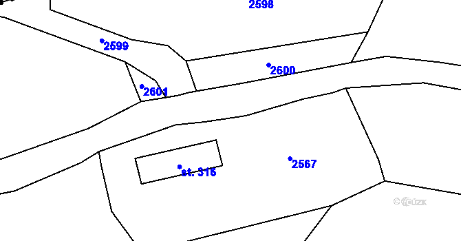 Parcela st. 2389 v KÚ Merboltice, Katastrální mapa