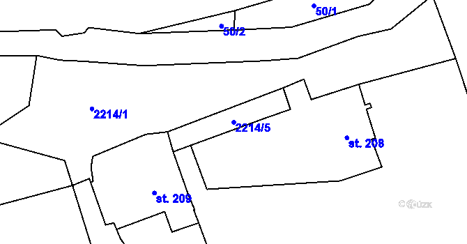 Parcela st. 2214/5 v KÚ Merboltice, Katastrální mapa